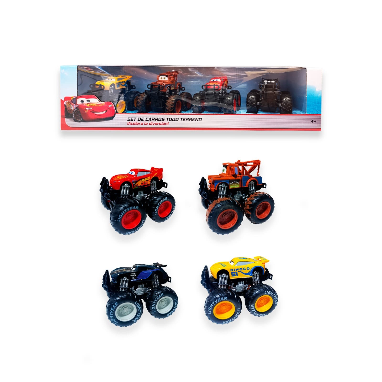 SET X4 CARRO CARS METALICO