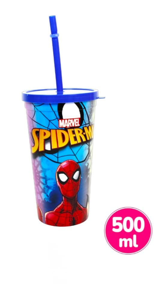 VASO CON CAÑA SPIDERMAN