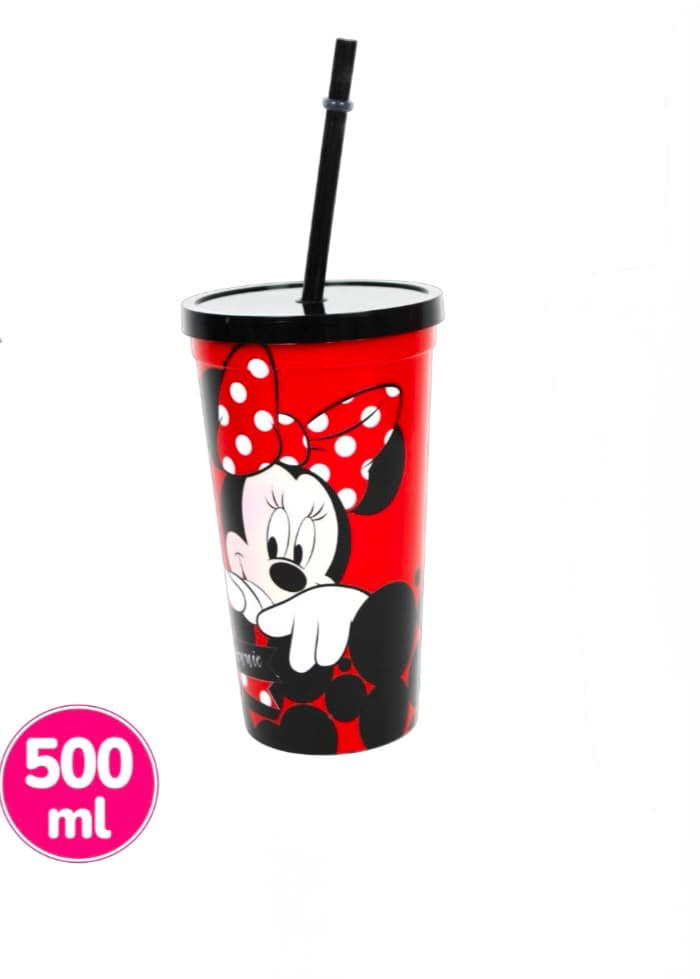 VASO CON CAÑA MINIE ROJO