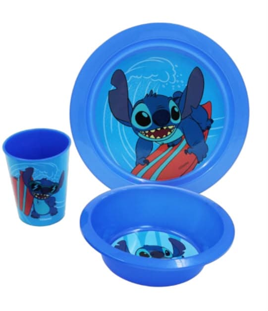SET DE VAJILLA 3PCS STICH AZUL