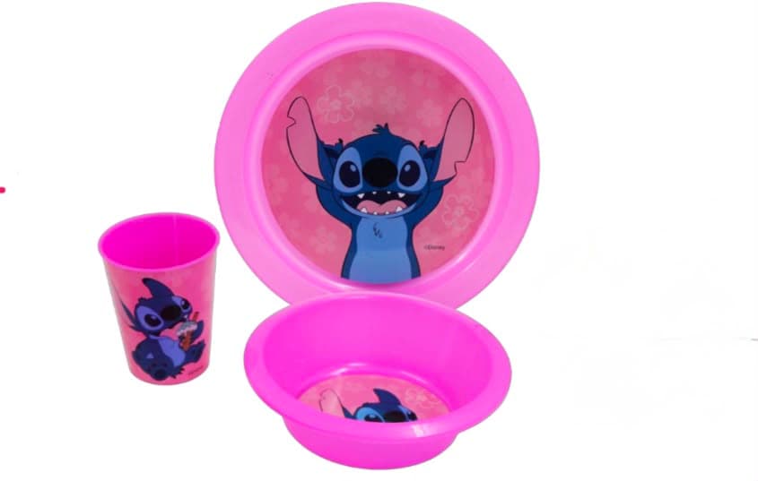 SET DE VAJILLA 3PCS STICH ROSADO