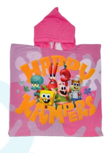 TOALLA CAPUCHA BOB ESPONJA ROSADO