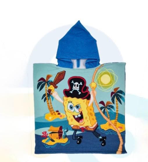 TOALLA CAPUCHA BOB ESPONJA AZUL