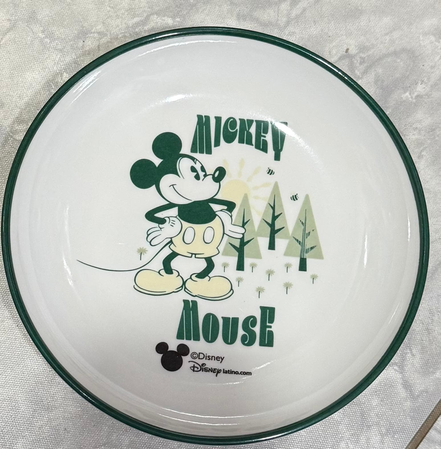 PLATO DE MELAMINE HONDO MICKIE VERDE